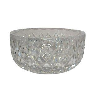 Vintage Bohemia Crystal Hand Cut Diamond Pattern Bowl Made in Czechoslovakia
